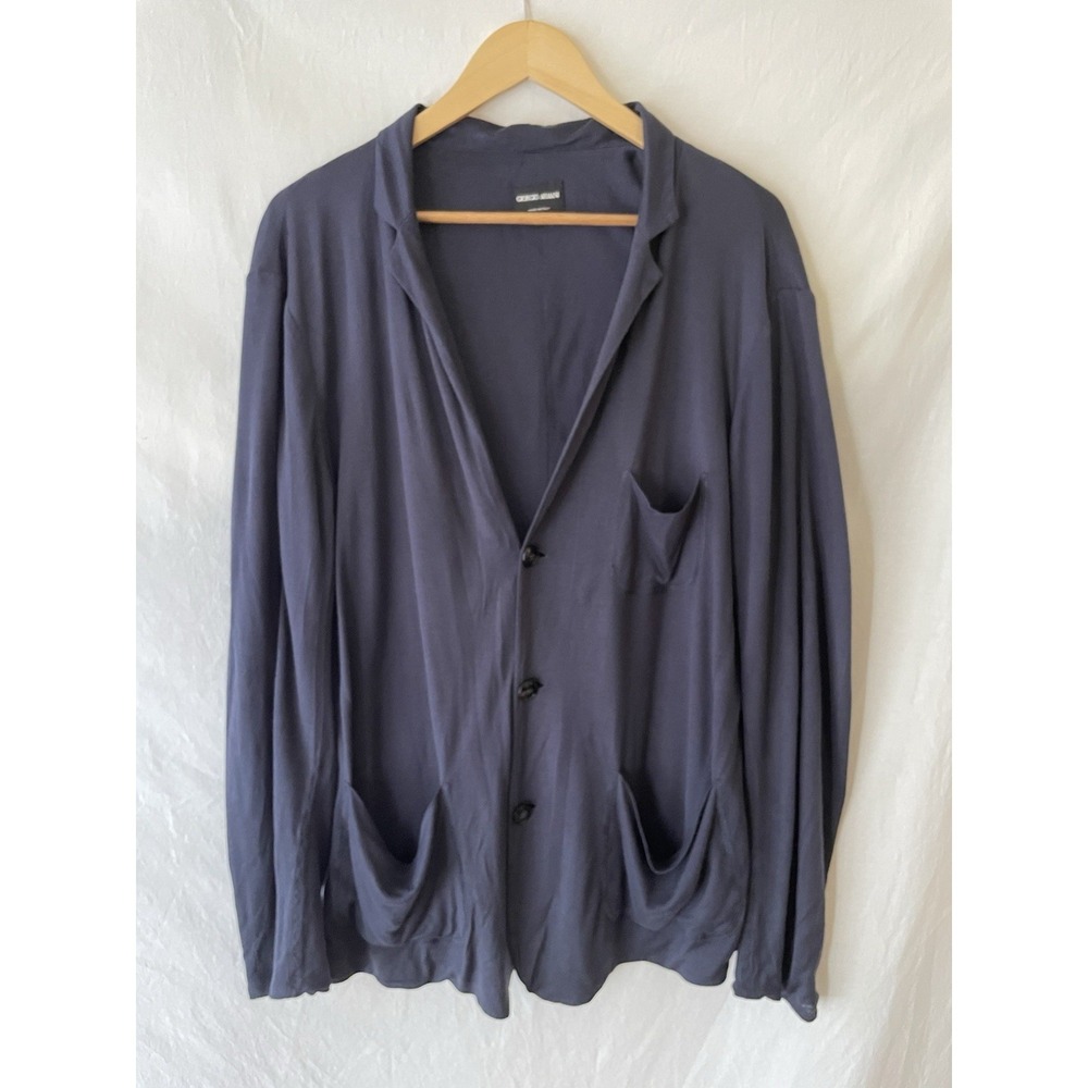 Giorgio Armani Unstructured Jersey Blazer Cardigan Jacket Mens 52 Made In Italy